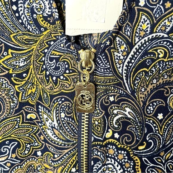 MICHAEL Michael Kors Floral Paisley Print Full Zip Up Short Sleeve Top Small NWT - Picture 3 of 8